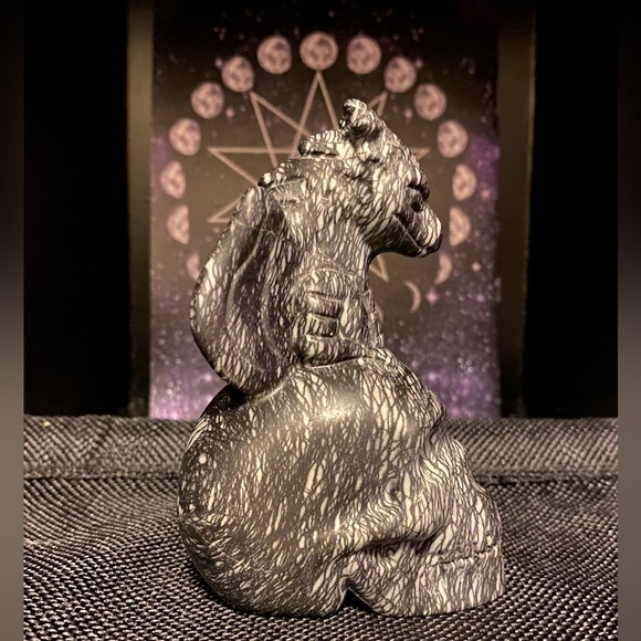 ❤️Spiderweb Jasper Flying Dragon Skull - Picture 2 of 3